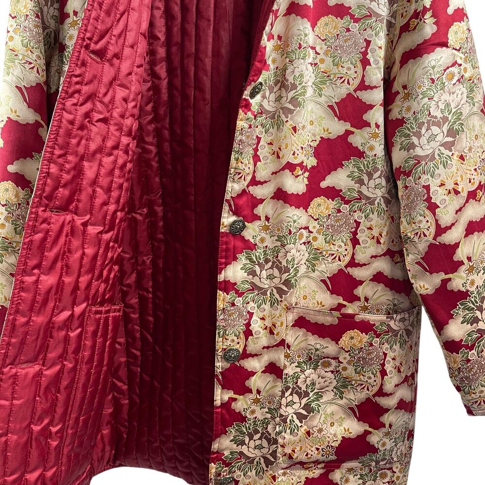 Carol Cohen Studio 100% Silk Jacket Reversible Red Floral Quilted S - Picture 4 of 9